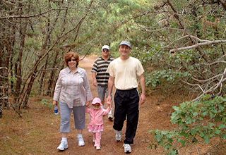 photo of some of the family that operate the Cape Cod camping facility North of Highland as they a are walking back from the beach