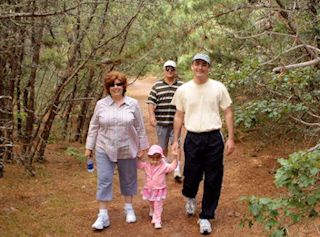 photo of family walking along the path to the beach on Cape Cod